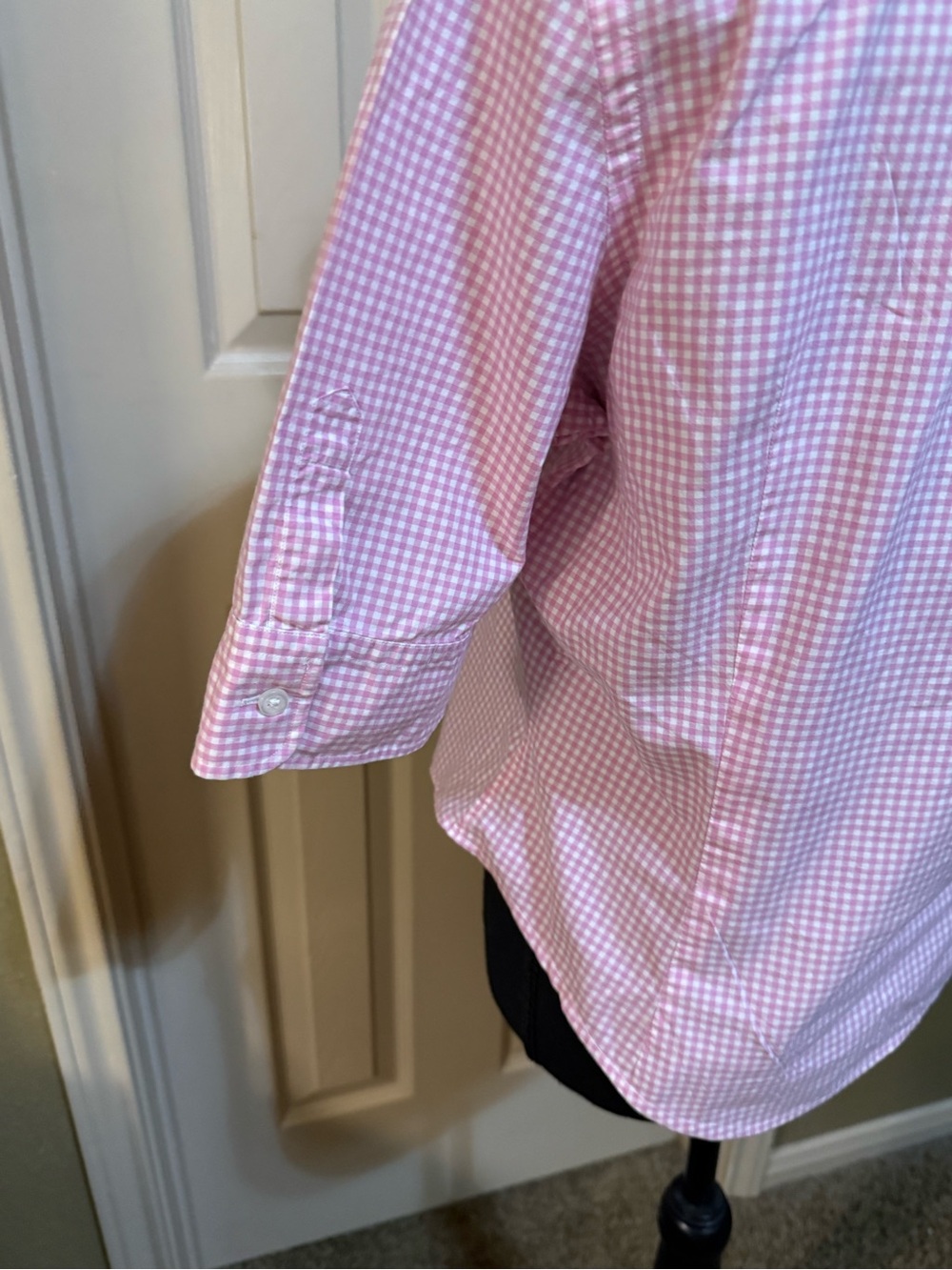 Upcycled Ralph Lauren Light Pink Gingham Ruffle Collar Button-Up - Picture 5 of 11